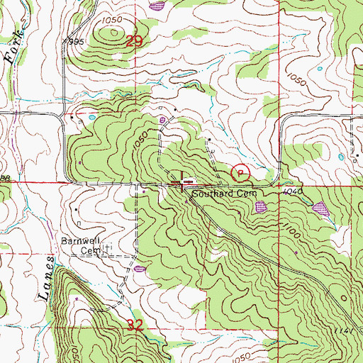 Topographic Map of Southard Cemetery, MO