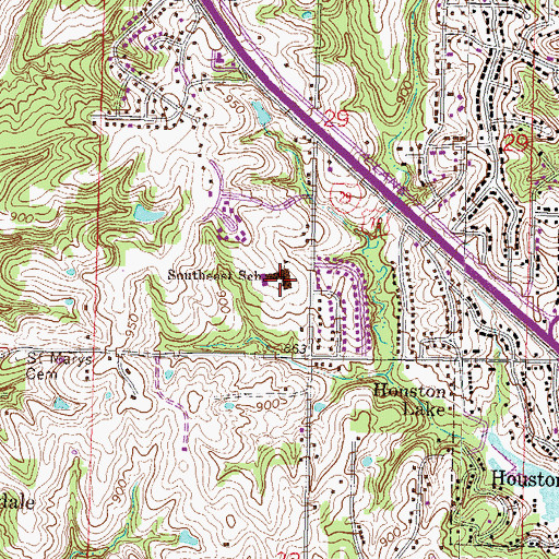 Topographic Map of Southeast Elementary School, MO