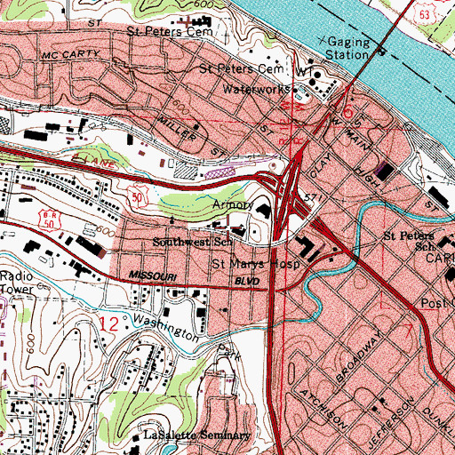 Topographic Map of Southwest Early Childhood Center, MO
