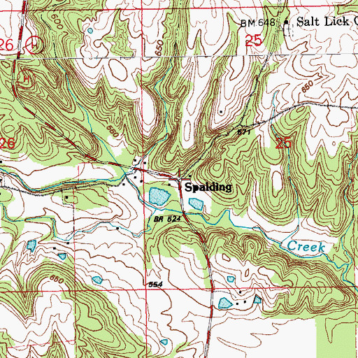 Topographic Map of Spalding, MO