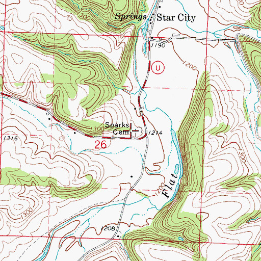 Topographic Map of Sparks Cemetery, MO