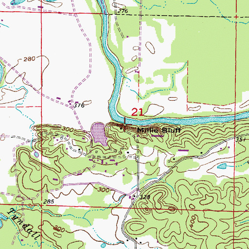 Topographic Map of Millie Bluff, AR