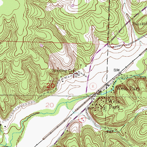 Topographic Map of Sparling Cemetery, MO