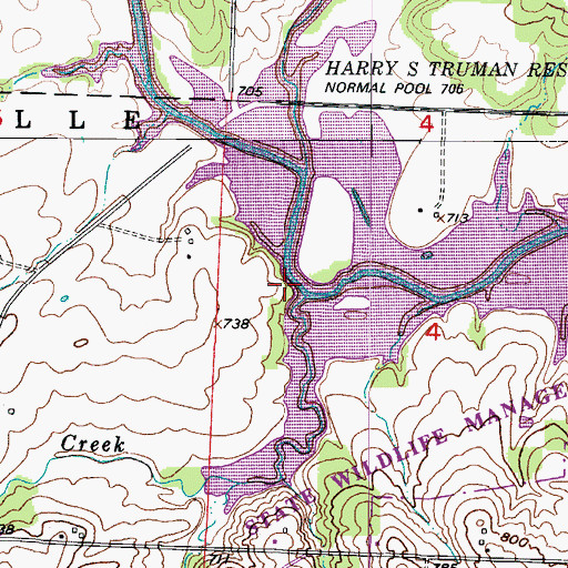Topographic Map of Sparrow Creek, MO