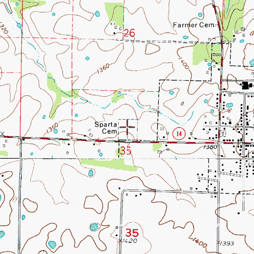 Topographic Map of Sparta Cemetery, MO