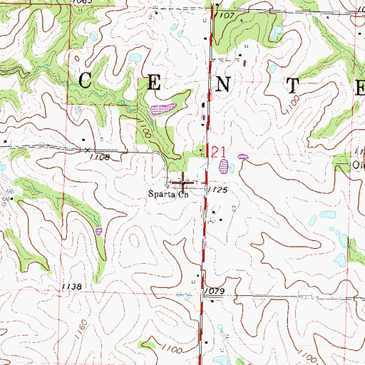 Topographic Map of Sparta Church, MO