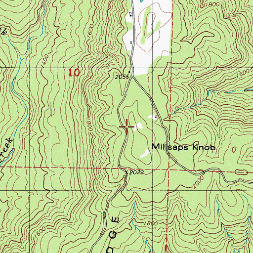 Topographic Map of Millsaps Knob, AR