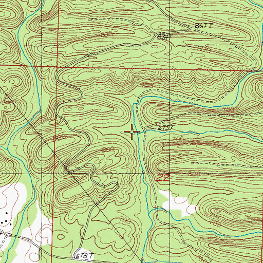 Topographic Map of Millseat Branch, AR