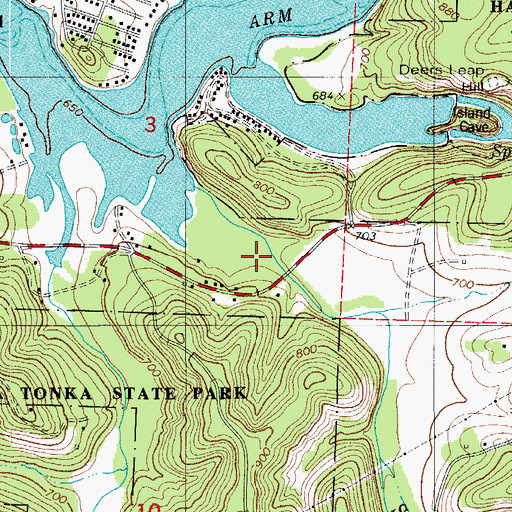 Topographic Map of Spencer Creek, MO