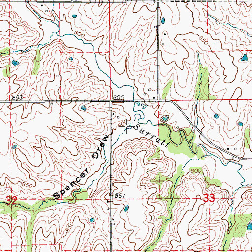 Topographic Map of Spencer Draw, MO