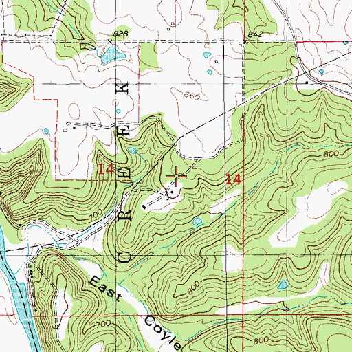 Topographic Map of Spencer Store, MO