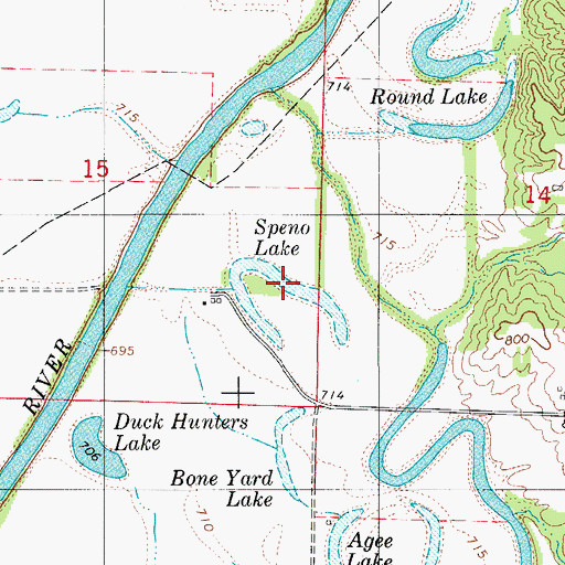 Topographic Map of Speno Lake, MO