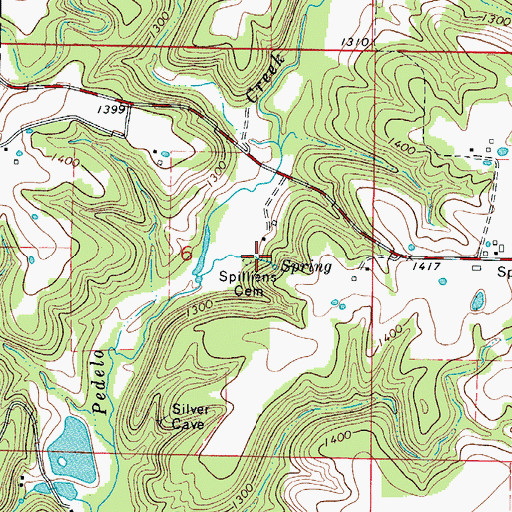 Topographic Map of Spilliens Cemetery, MO