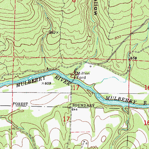 Topographic Map of Milton Ford, AR