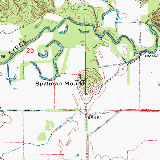 Topographic Map of Spillman Mound, MO