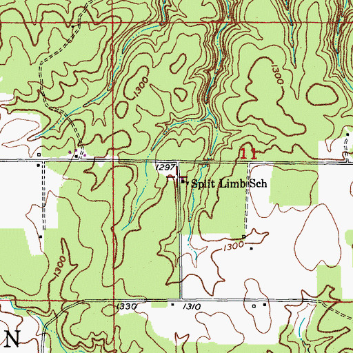 Topographic Map of Split Limb School, MO