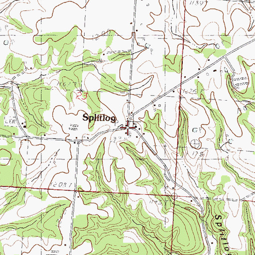 Topographic Map of Splitlog, MO