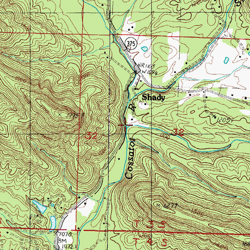Topographic Map of Mine Creek, AR