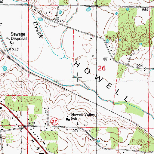 Topographic Map of Spradlin Creek, MO