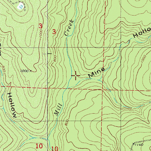 Topographic Map of Mine Hollow, AR