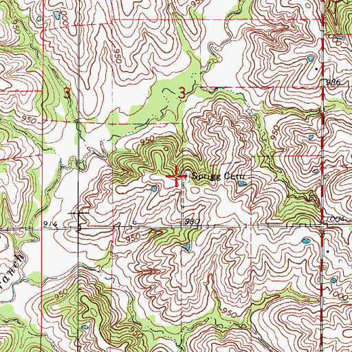 Topographic Map of Sprigg Cemetery, MO