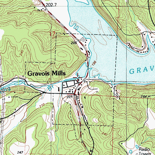 Topographic Map of Spring Branch, MO