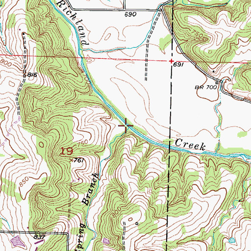 Topographic Map of Spring Branch, MO