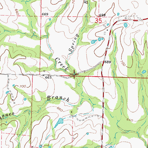 Topographic Map of Spring Branch, MO
