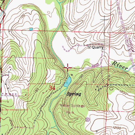 Topographic Map of Spring Branch, MO