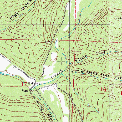 Topographic Map of Mine Hollow, AR