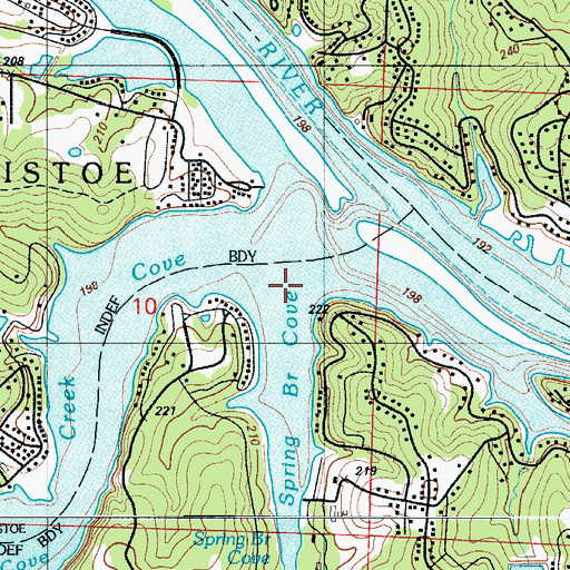 Topographic Map of Spring Branch, MO