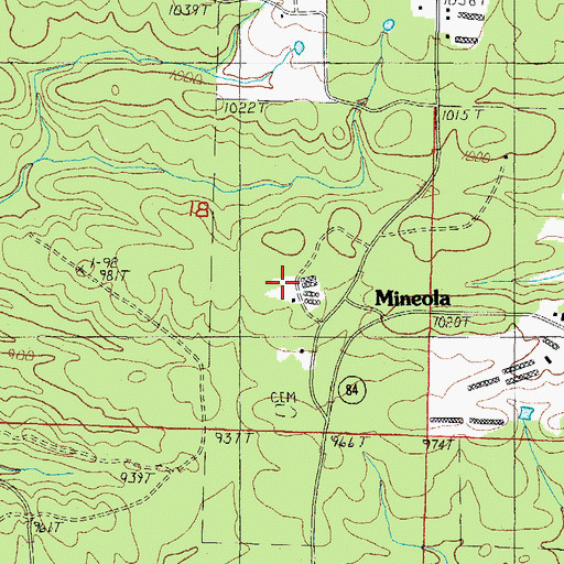 Topographic Map of Mineola, AR