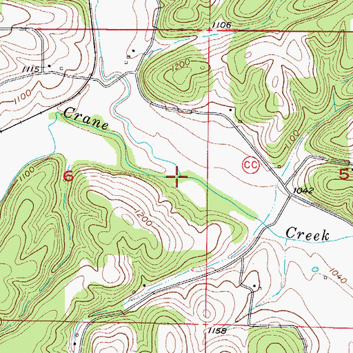 Topographic Map of Spring Creek, MO
