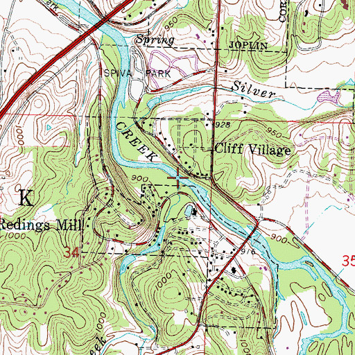 Topographic Map of Spring Creek, MO