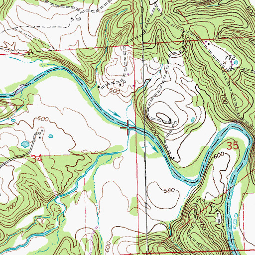 Topographic Map of Spring Creek, MO