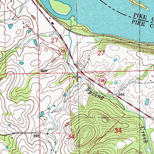 Topographic Map of Spring Creek, MO