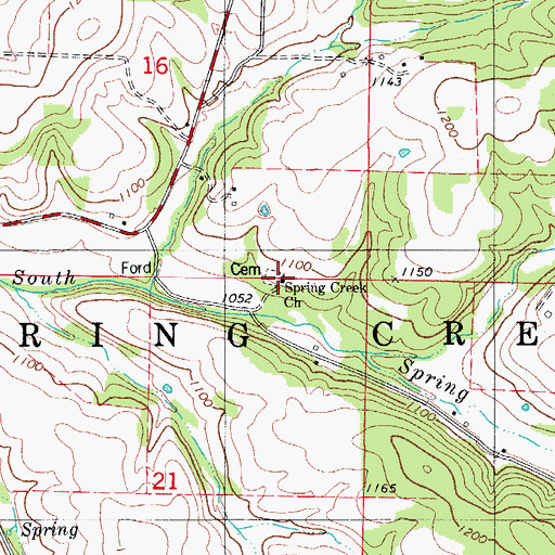 Topographic Map of Spring Creek Church, MO