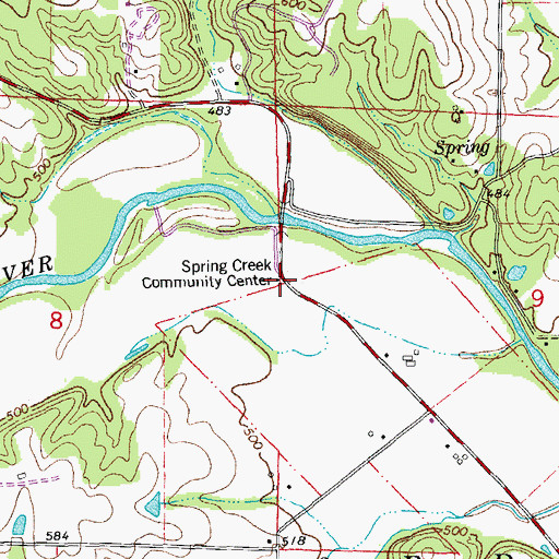 Topographic Map of Spring Creek Community Center, MO