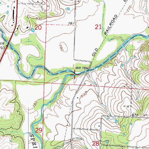 Topographic Map of Spring Fork, MO