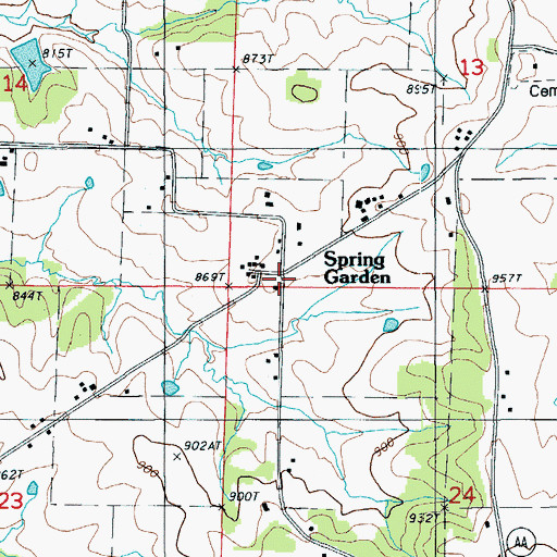 Topographic Map of Spring Garden, MO
