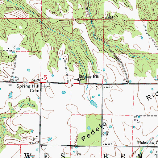 Topographic Map of Spring Hill Church, MO