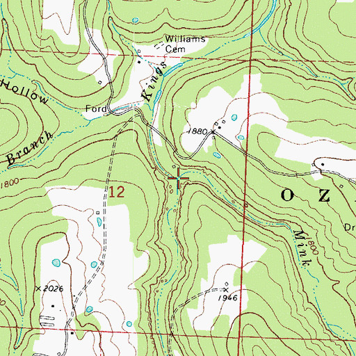 Topographic Map of Mink Creek, AR