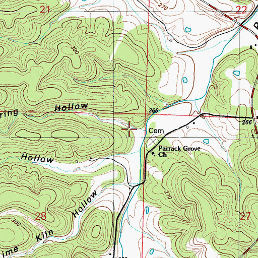 Topographic Map of Spring Hollow, MO