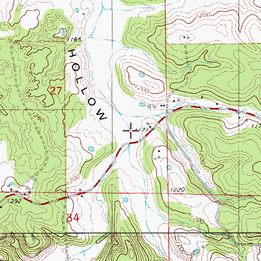 Topographic Map of Spring Hollow, MO