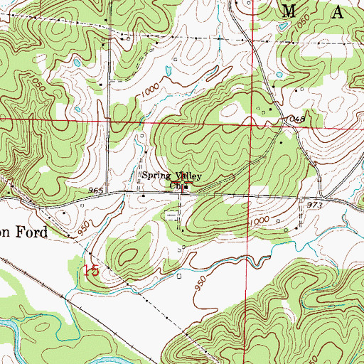 Topographic Map of Spring Valley Church, MO