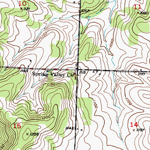Topographic Map of Spring Valley Church, MO
