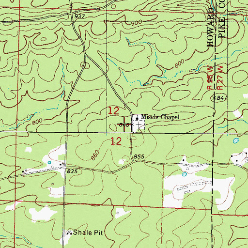 Topographic Map of Misels Chapel, AR