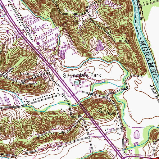 Topographic Map of Springdale Park, MO