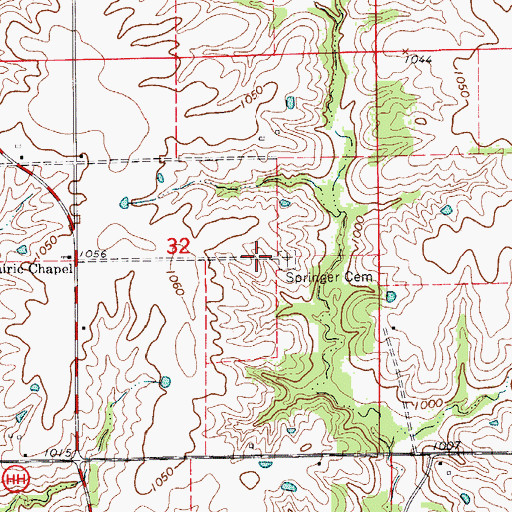 Topographic Map of Springer Cemetery, MO