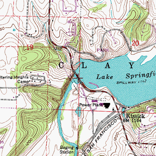 Topographic Map of Lake Springfield, MO
